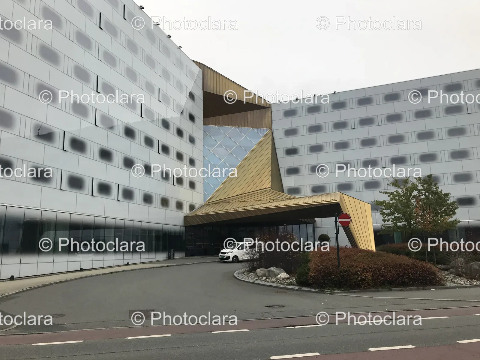 Modern Commercial Building with Curved Roof