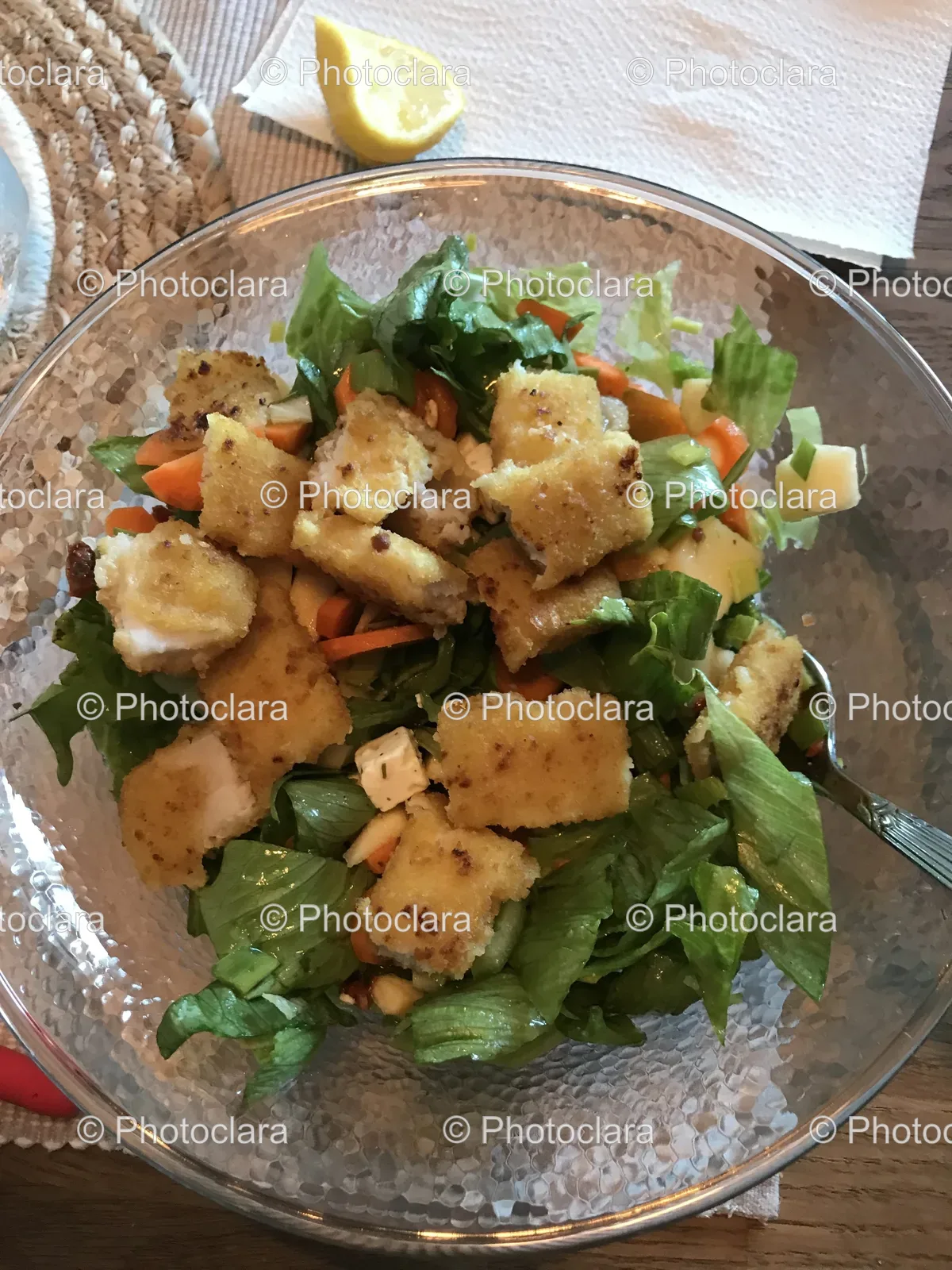 Fresh Salad in Glass Bowl