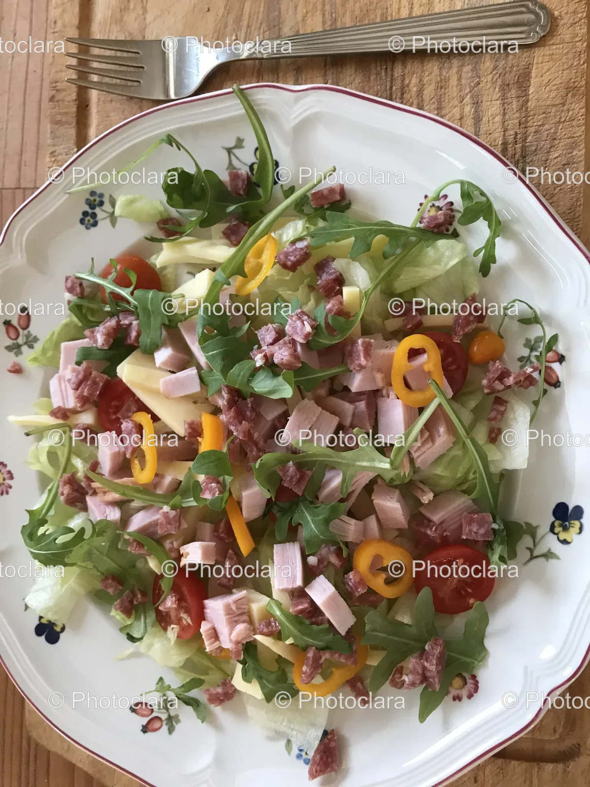 Fresh and Tasty Salad with Mixed Vegetables and Meat