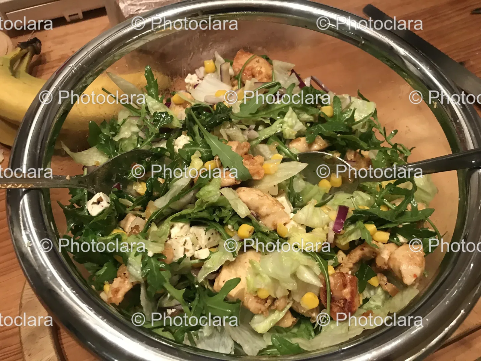 Fresh Garden Salad in a Bowl with Spoon