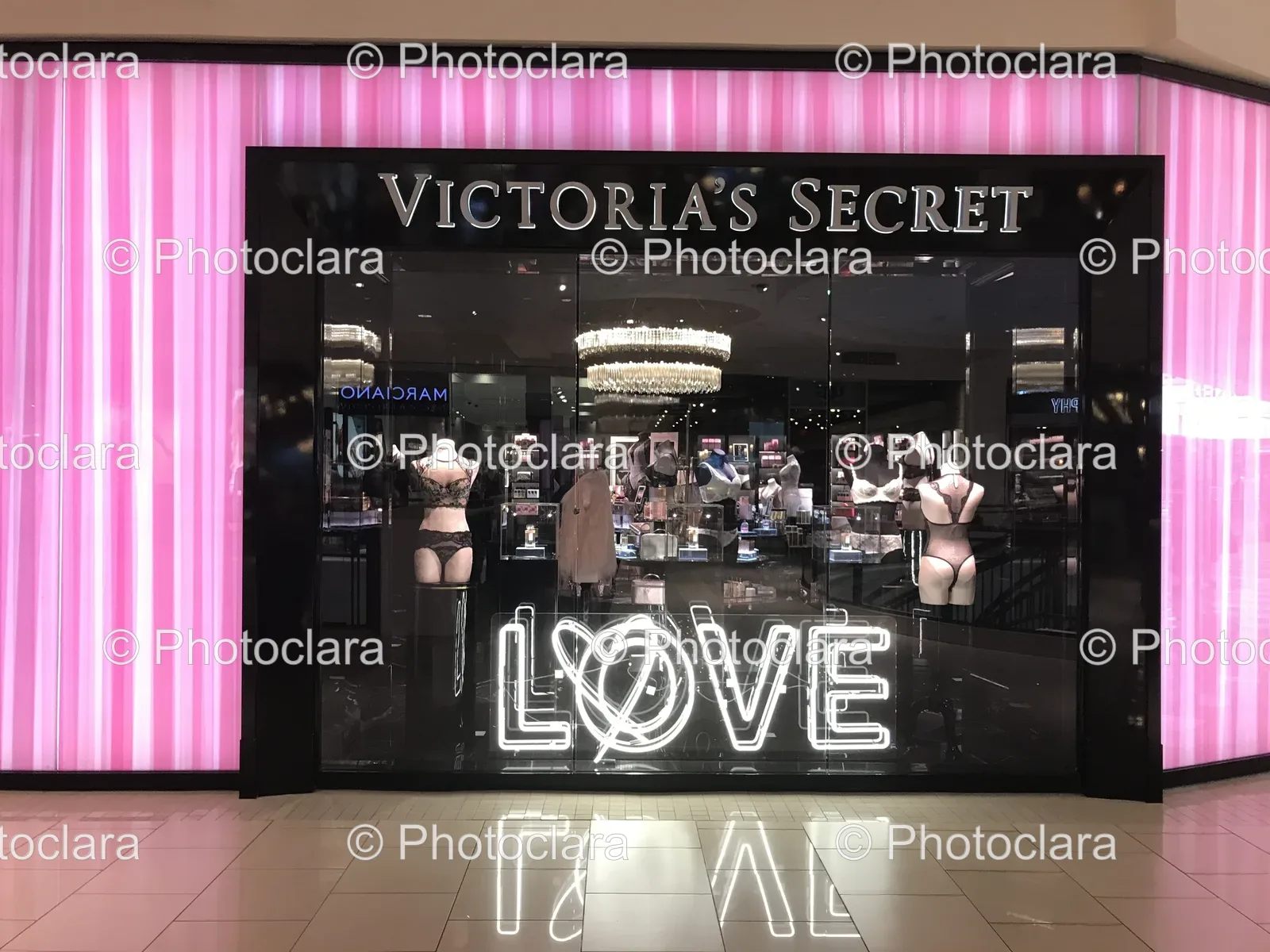 Neon Lit Victoria's Secret Store Front