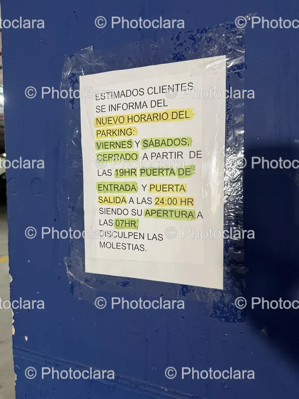 Parking and Hours of Operation Signs